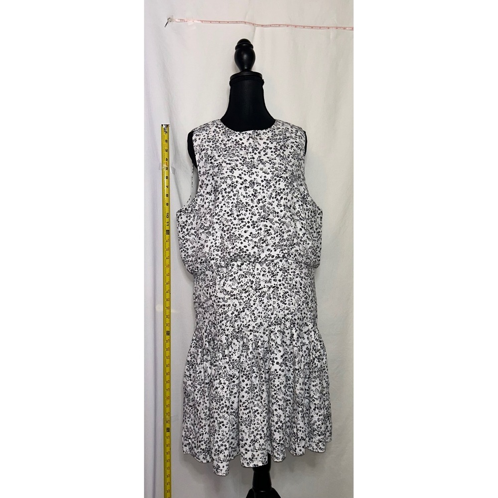 Ann Taylor Black White Floral Sleeveless Mini Dress Women's Size 14